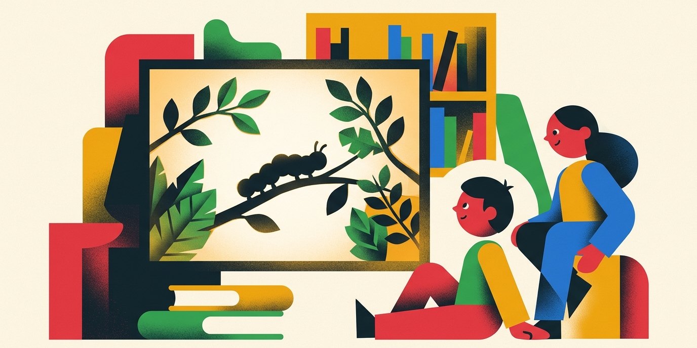 Illustration: Shadow play “Die kleine Raupe zieht hinaus” — Bibliothek Marienfelde