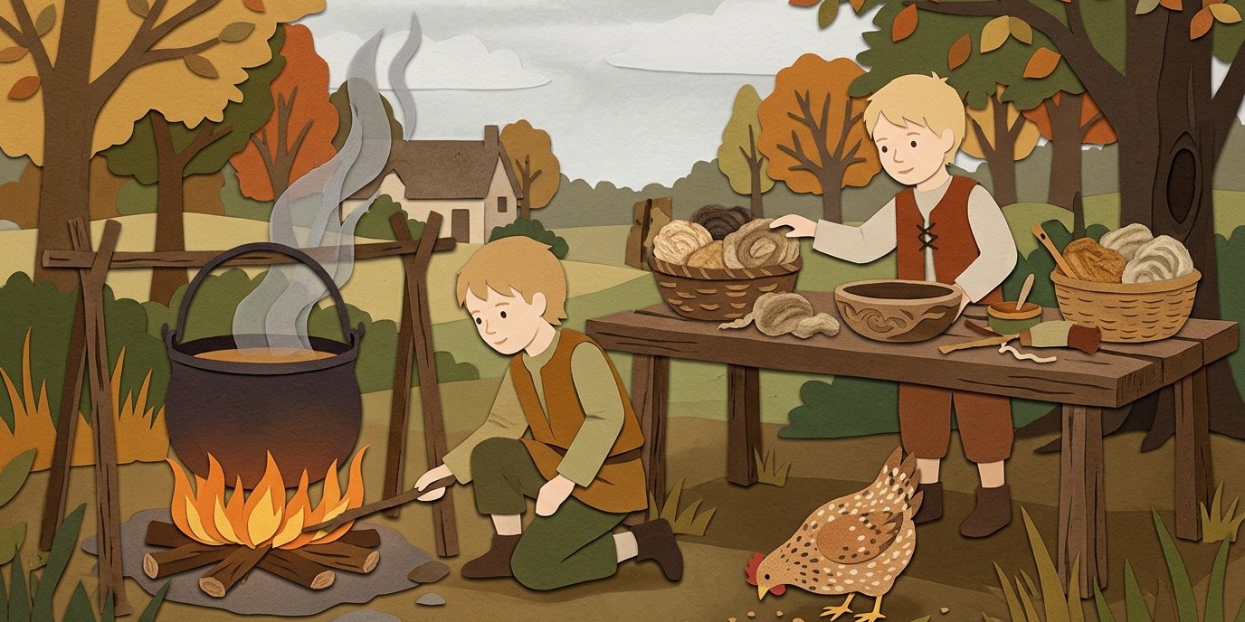 Illustration: Autumn holiday programme — Museumsdorf Düppel