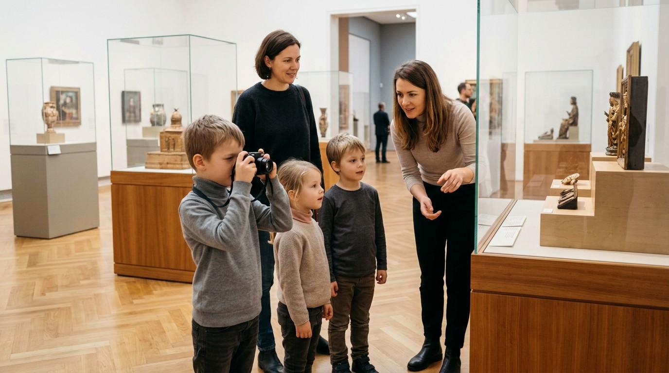 AI-generated image: Family trail “From Selfie to Emperor” — Altes Museum