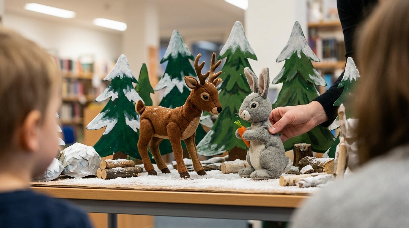 AI-generated image: Puppet show “The Good Friends” — Charlottchen
