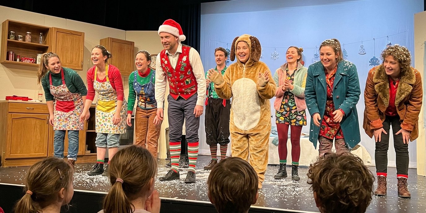 KI-generiertes Bild: Musical „Die Weihnachtsbäckerei“ — Punch L!ne Club Berlin
