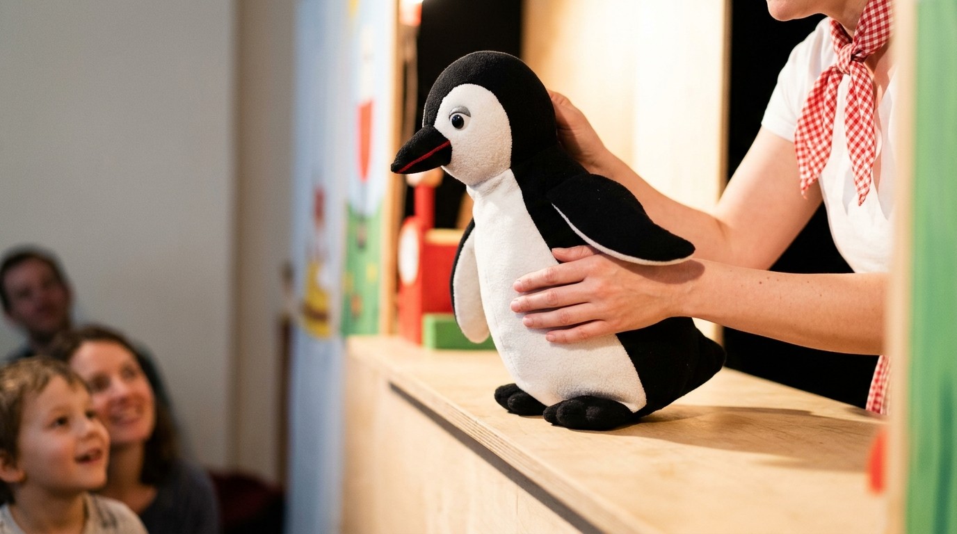 AI-generated image: Play “Mario, the Ice Cream Man and the Penguin” — Theater Jaro