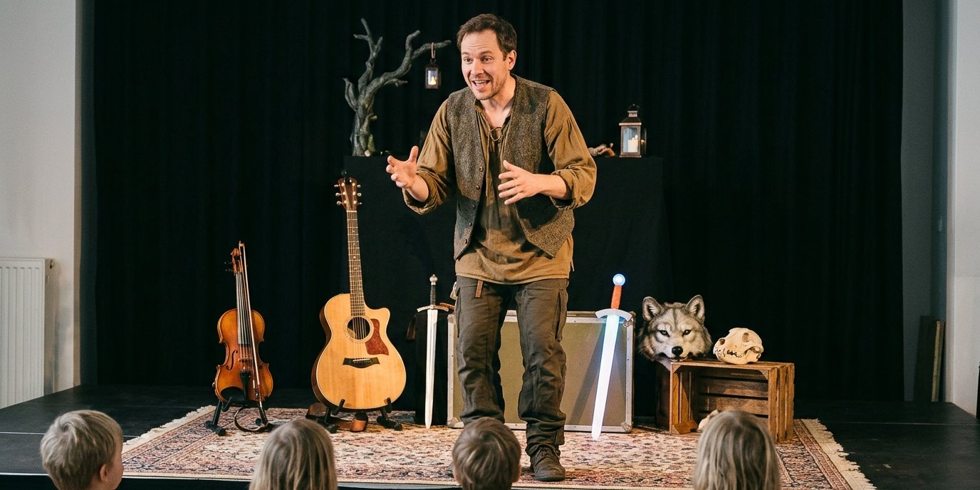 AI-generated image: Improv theatre “Das Improvisionäre Mitmach-Märchen” — Schlossplatztheater Köpenick