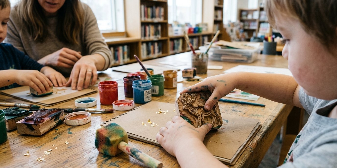 AI-generated image: Crafts “Schnipsel & Schnapsel” — Gottfried-Benn-Bibliothek