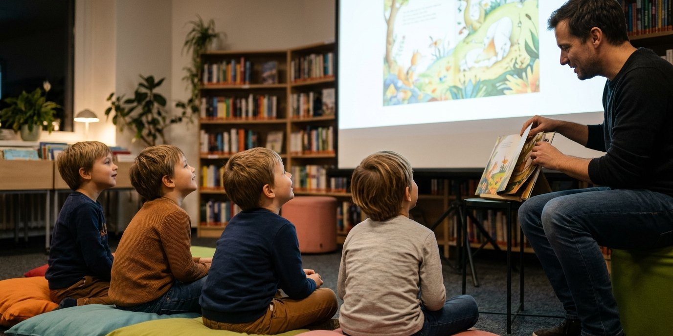 KI-generiertes Bild: Bilderbuchkino — Bettina-von-Arnim-Bibliothek