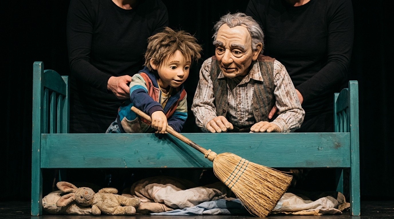 KI-generiertes Bild: „Ein Krokodil unterm Bett“ — Fliegendes Theater