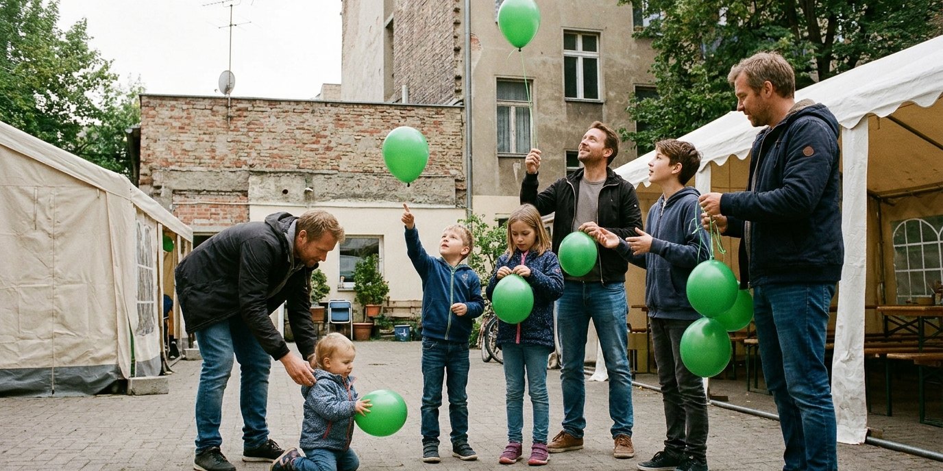 AI-generated image: Father and child play afternoon — Stadtteilzentrum Kaulsdorf