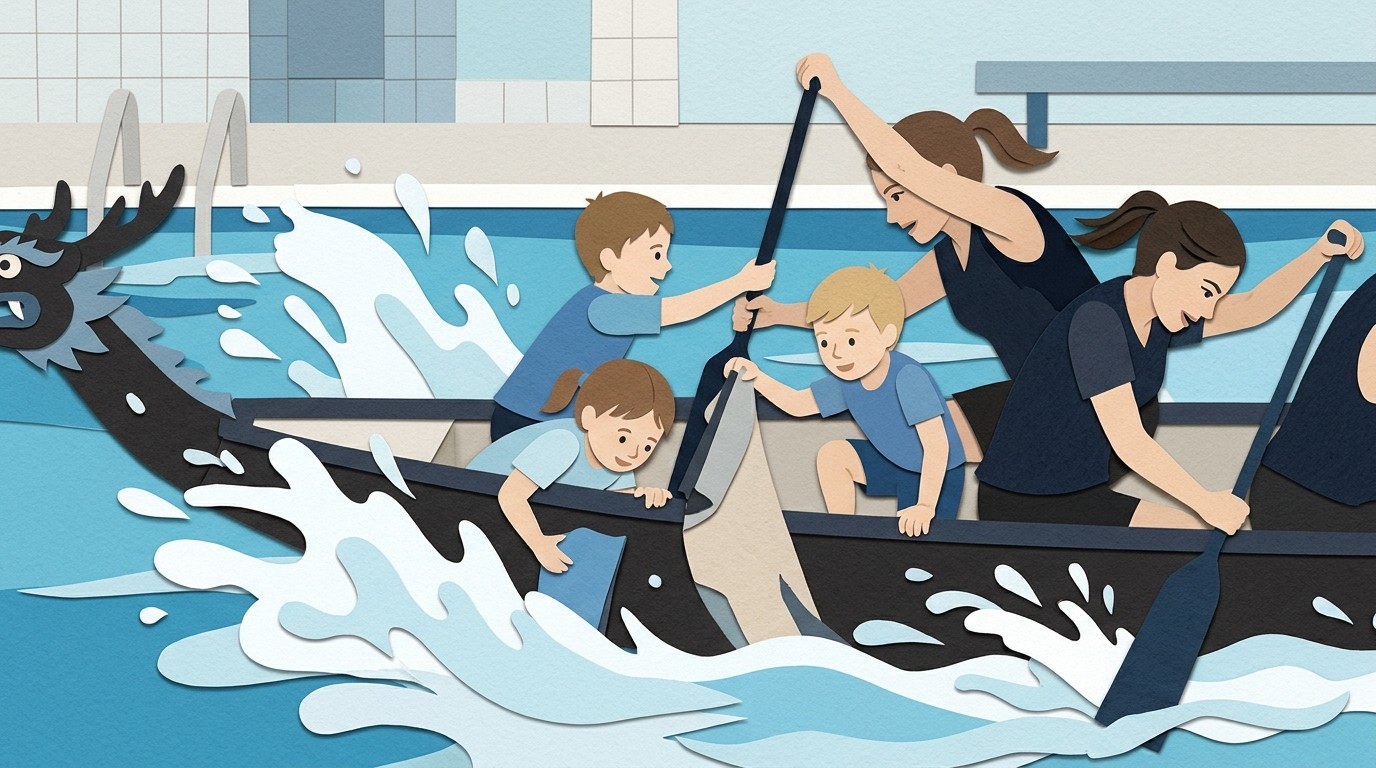 Illustration: Indoor dragon boat festival — Schwimm- und Sprunghalle im Europasportpark (SSE)