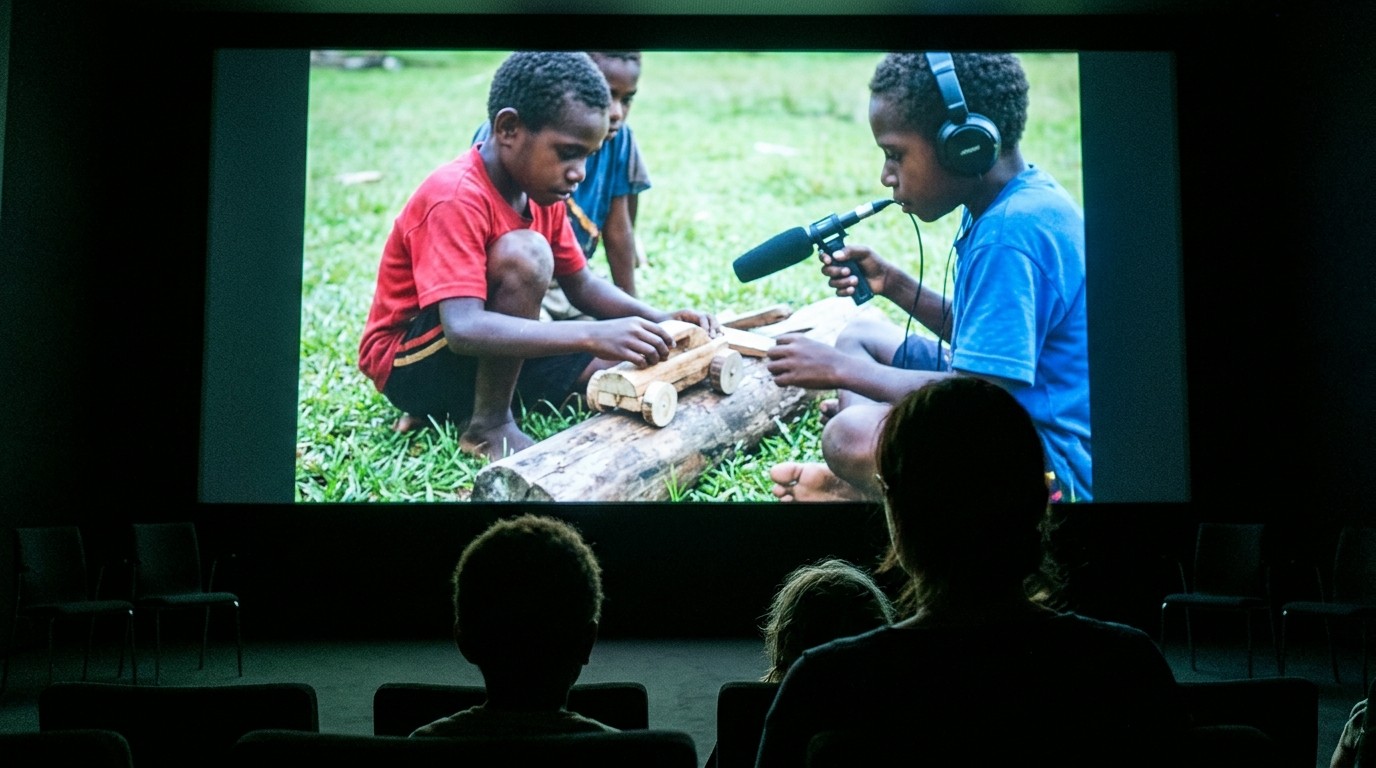 AI-generated image: Film screening “Toy Cars, Boats, Mats” — Humboldt Forum im Berliner Schloss