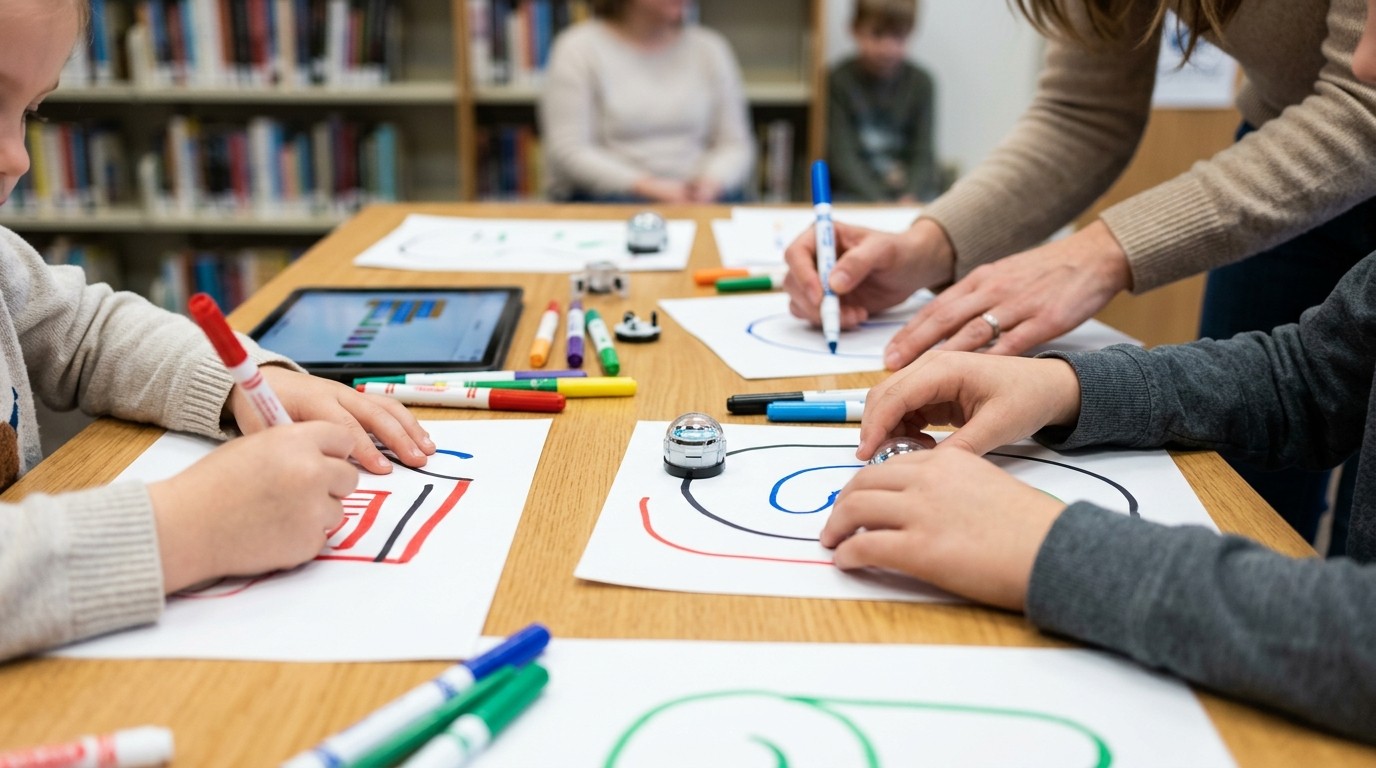 Изображение, созданное ИИ: Программирование Ozobot — Humboldt-Bibliothek