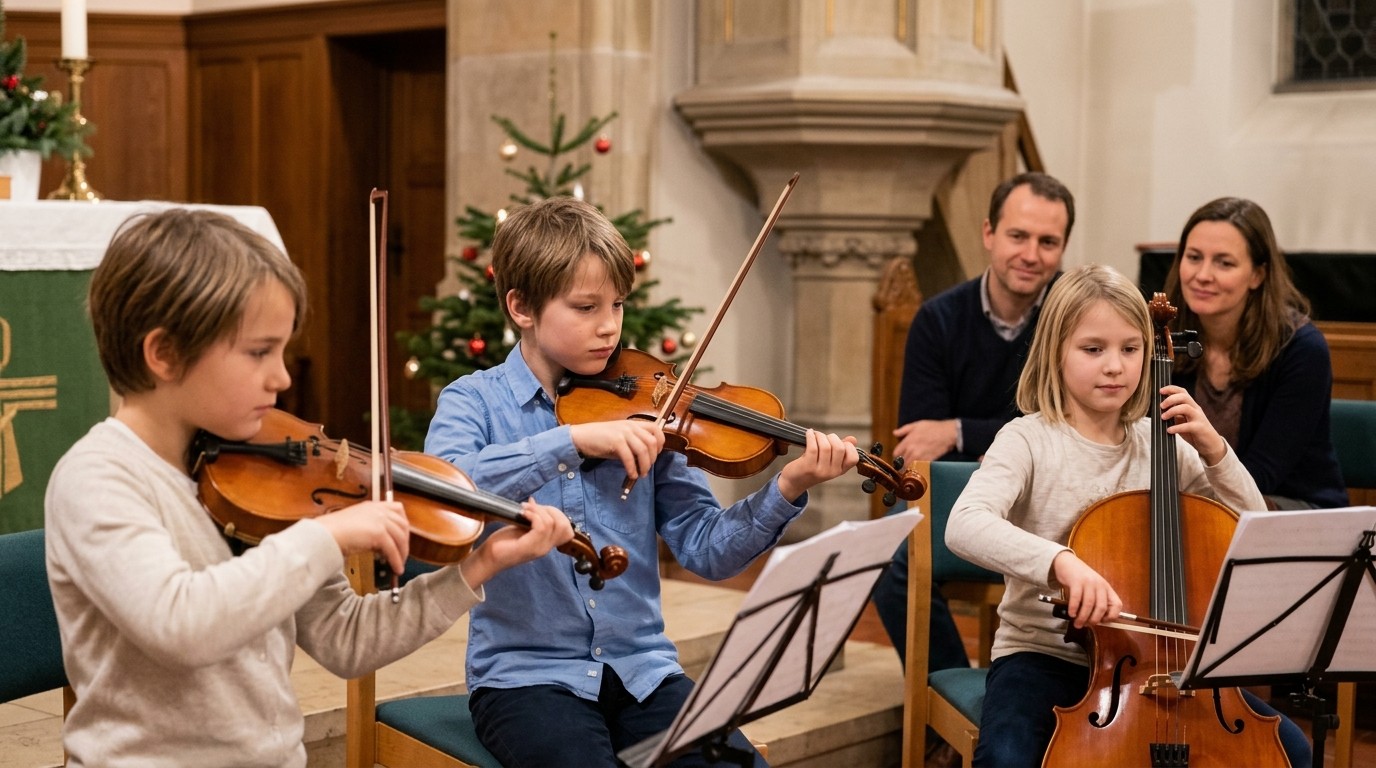 AI-generated image: Christmas concert “Fröhliche Weihnacht überall” — Alte Pfarrkirche Pankow "Zu den Vier Evangelisten"