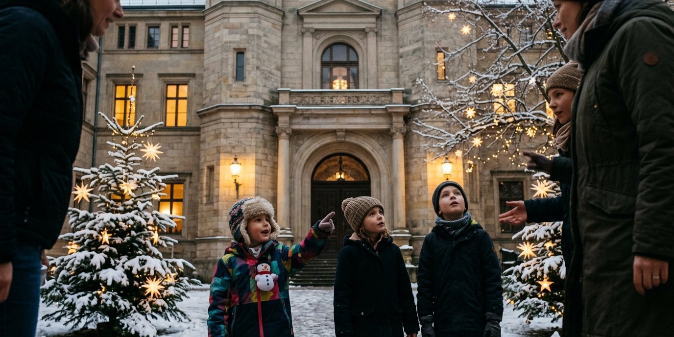 AI-generated image: Storytelling tour “Waldemars Weihnachtsspecial” — Jagdschloss Grunewald