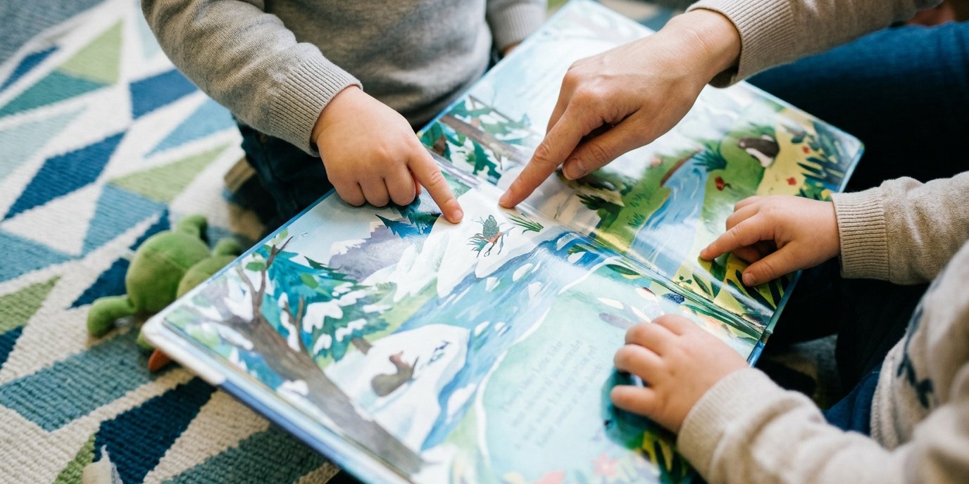 AI-generated image: Storytime with Lesewelt — Dietrich-Bonhoeffer-Bibliothek