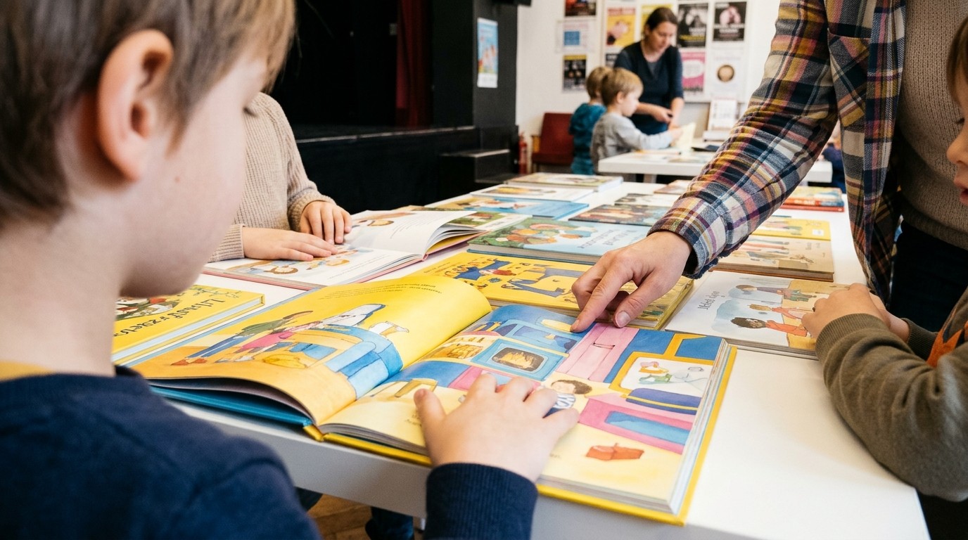 AI-generated image: Picture book day — FELD - Theater für junges Publikum