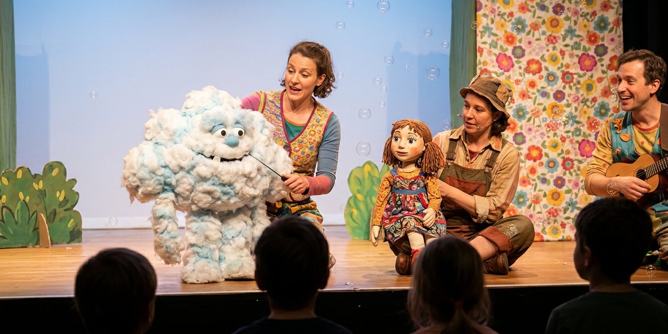 AI-generated image: Puppet show “Maximiliane und die Monster” — Gemeinschaftshaus Gropiusstadt