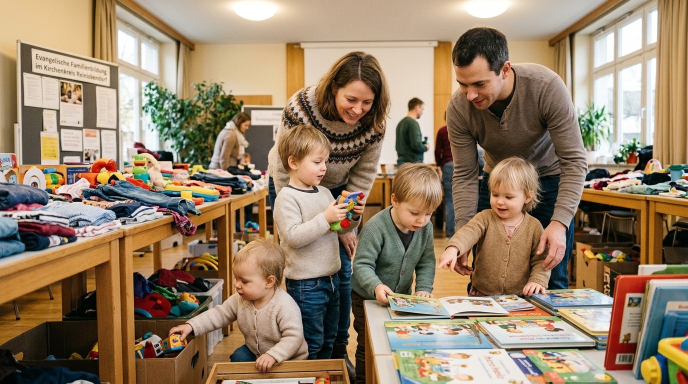 Изображение, созданное ИИ: Мини-блошиный рынок — Evangelischen Familienbildung im Kirchenkreis Reinickendorf