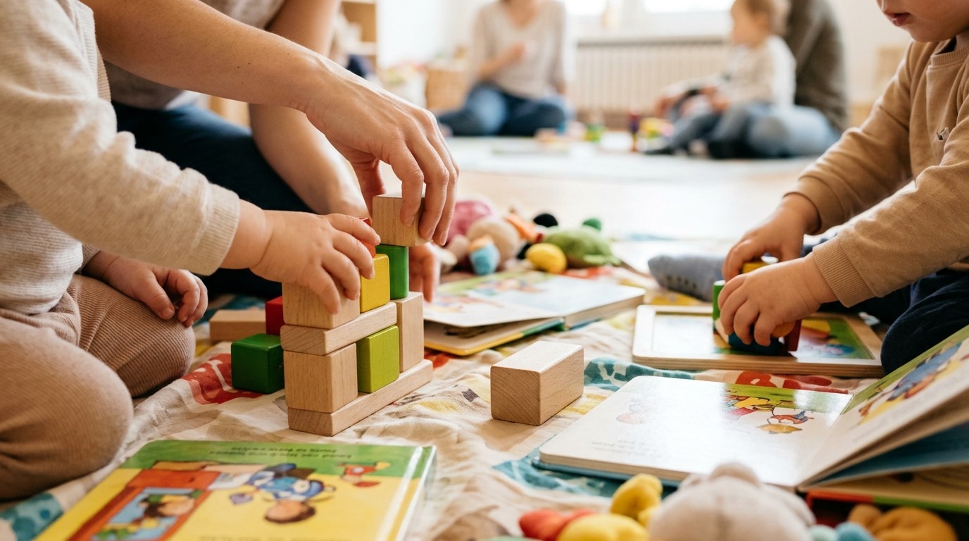 AI-generated image: Multilingual playgroup — Familien- und Begegnungszentrum "Die Brücke"