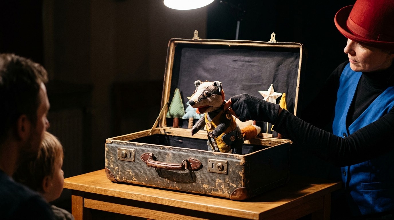 AI-generated image: Puppet show “The Magic Story Umbrella” — Puppentheater-Museum Berlin