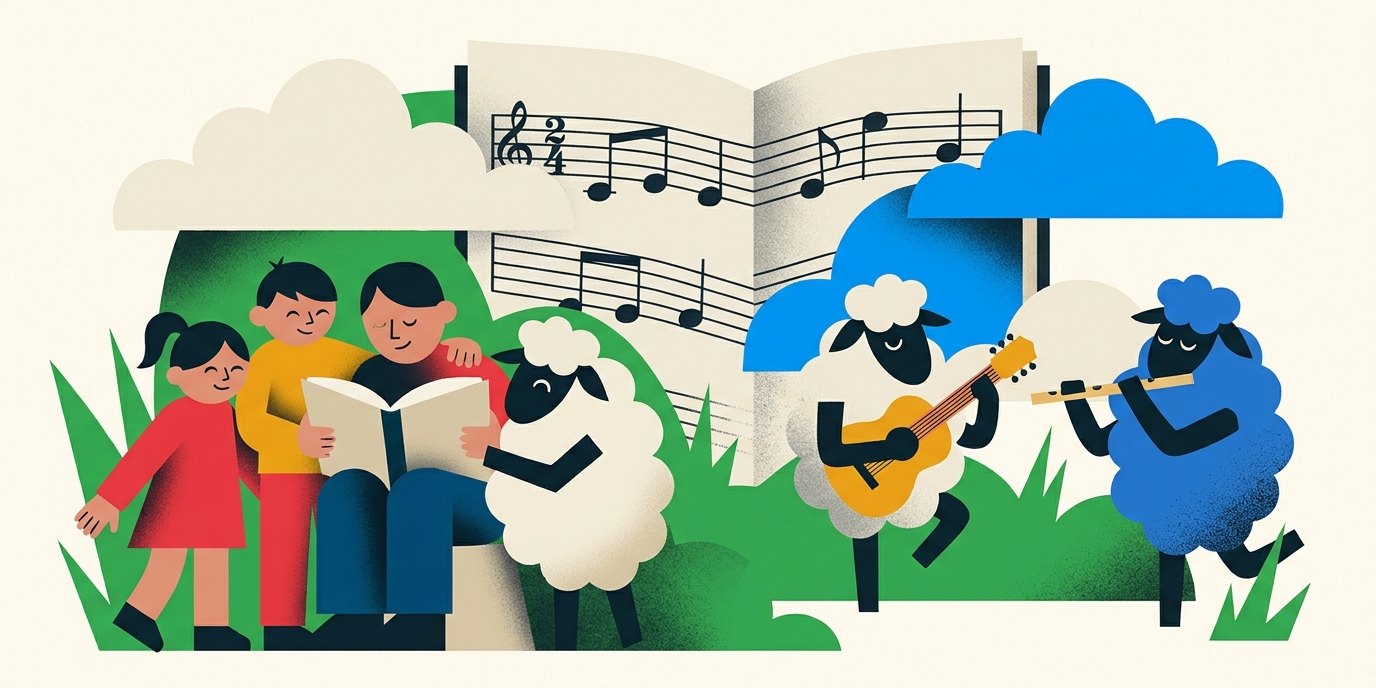 Иллюстрация: Интерактивное музыкальное чтение «Schlaf schön Schaf» — Margarete-Kubicka-Bibliothek
