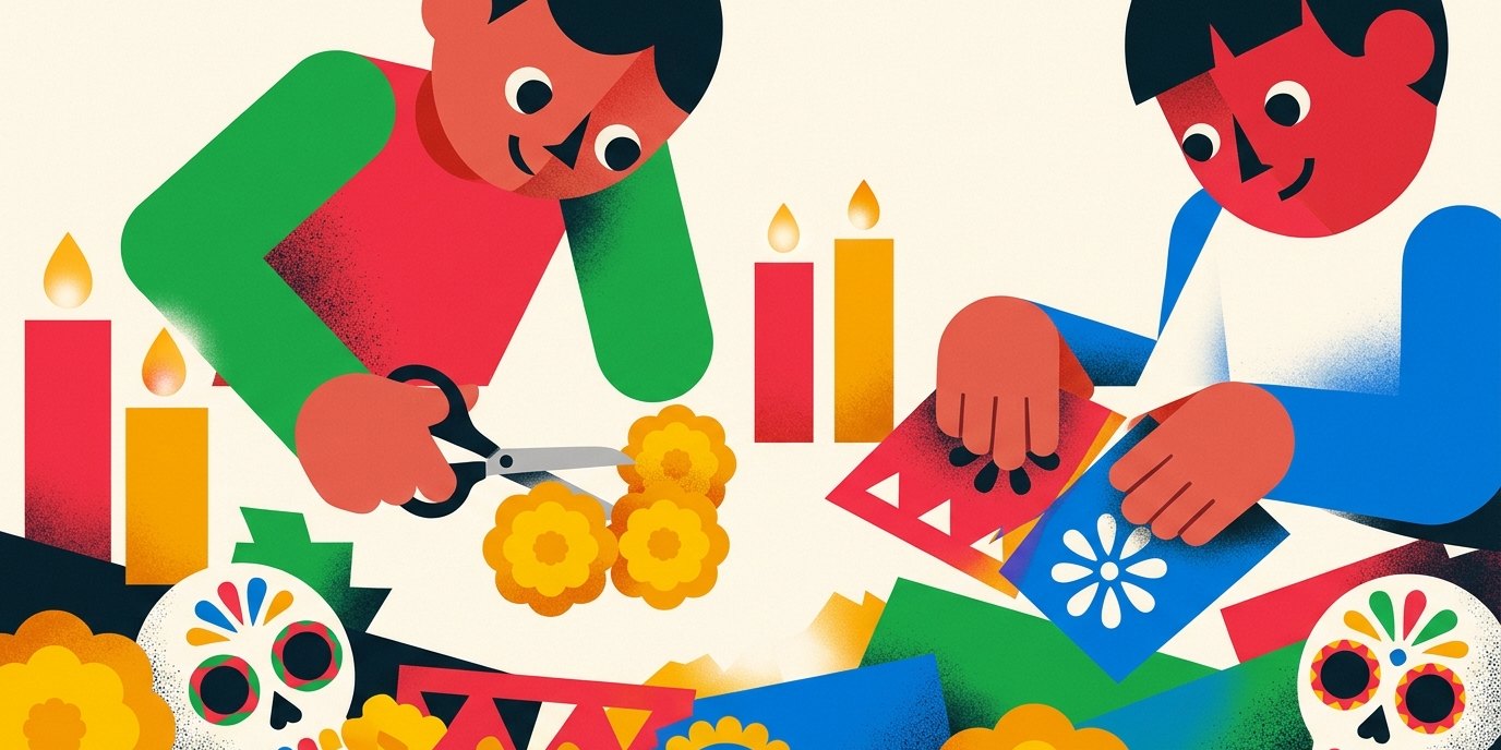 Illustration: Day of the Dead craft workshop — Margarete-Kubicka-Bibliothek