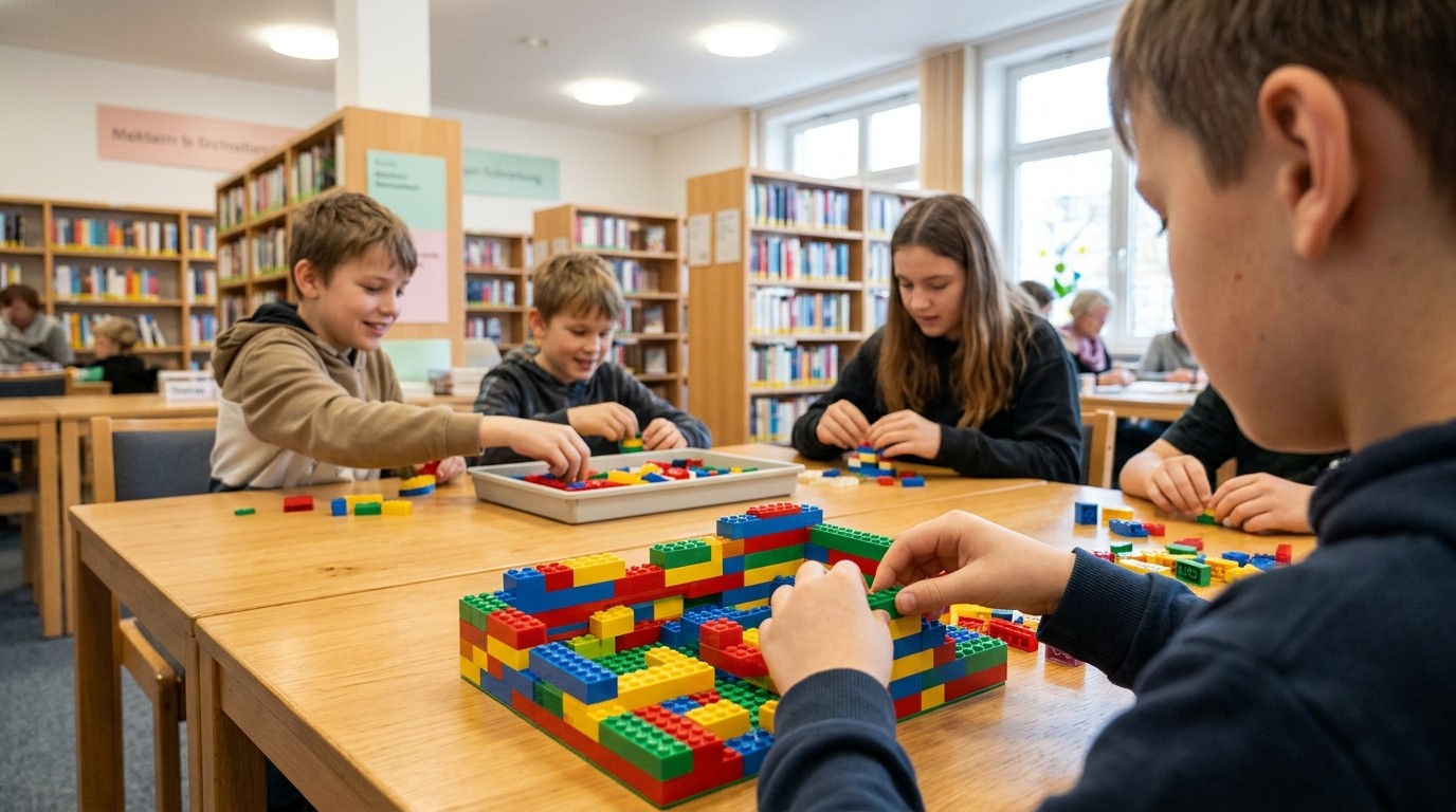 AI-generated image: LEGO building day — Dietrich-Bonhoeffer-Bibliothek
