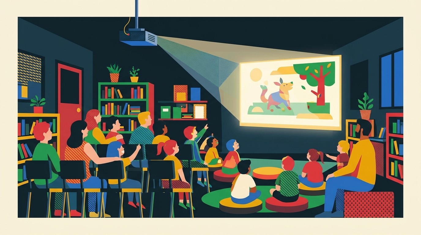 Illustration: Picture book cinema “Carnival of the Animals” — Pablo-Neruda-Bibliothek