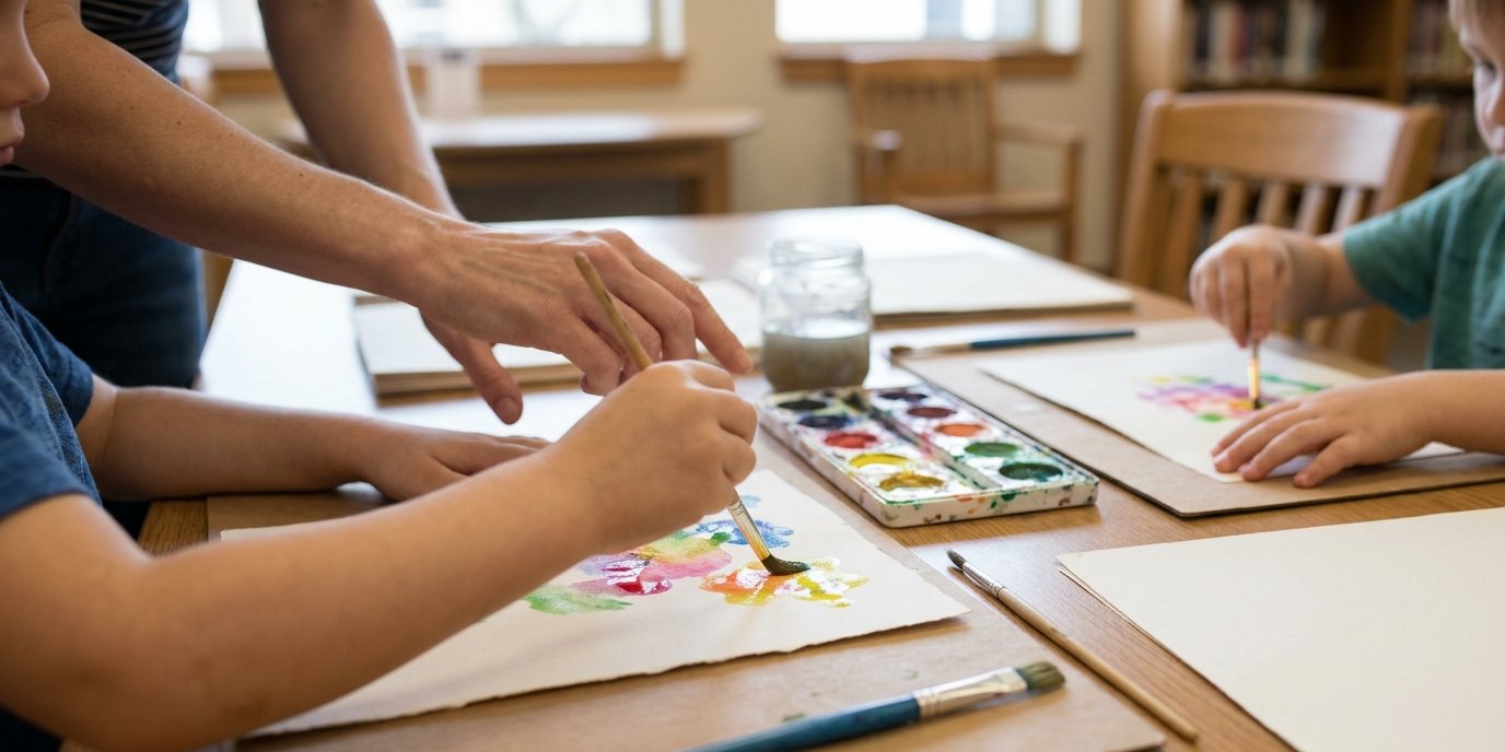 AI-generated image: Painting “Mal Mal Mit(twoch)” — Bibliothek am Luisenbad