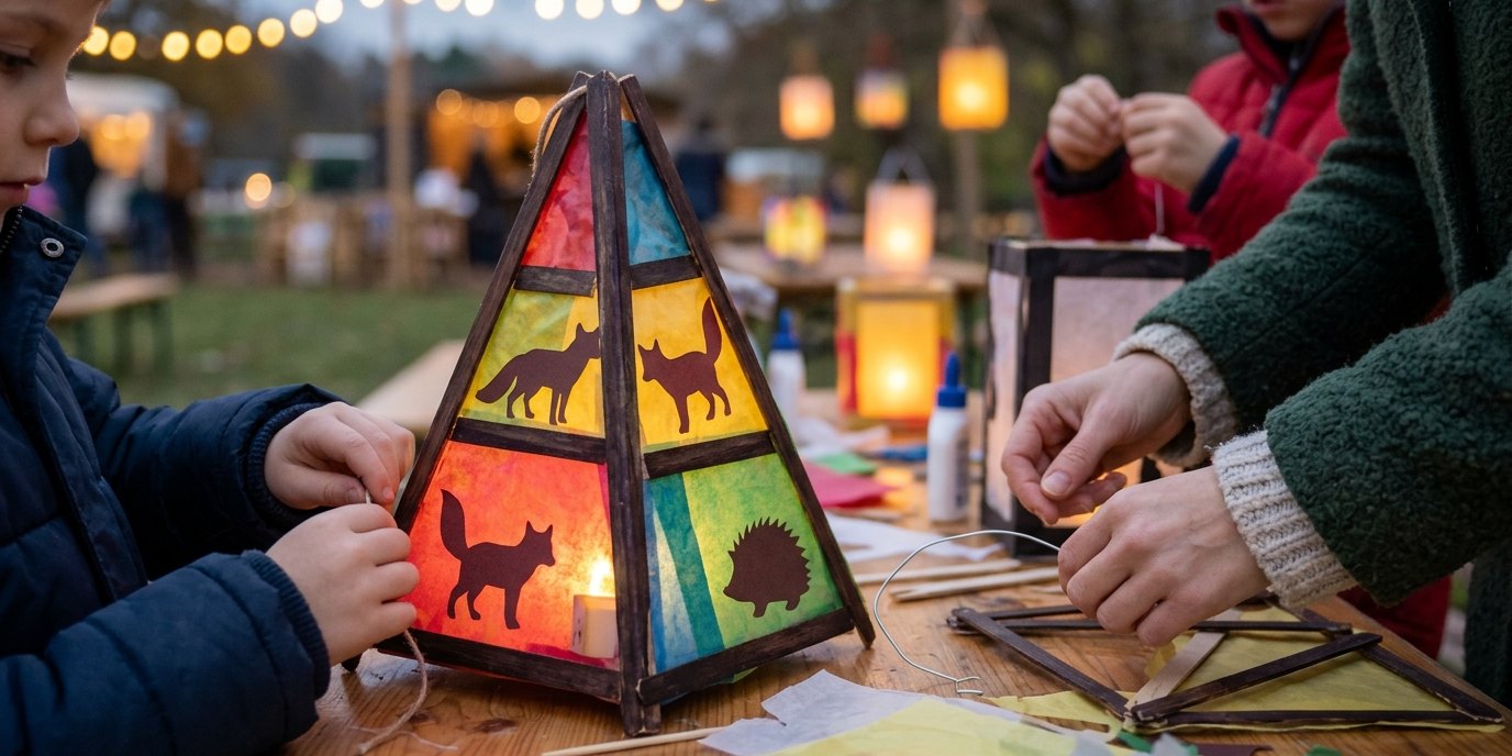 AI-generated image: Lantern workshop — Heinrich-Böll-Bibliothek