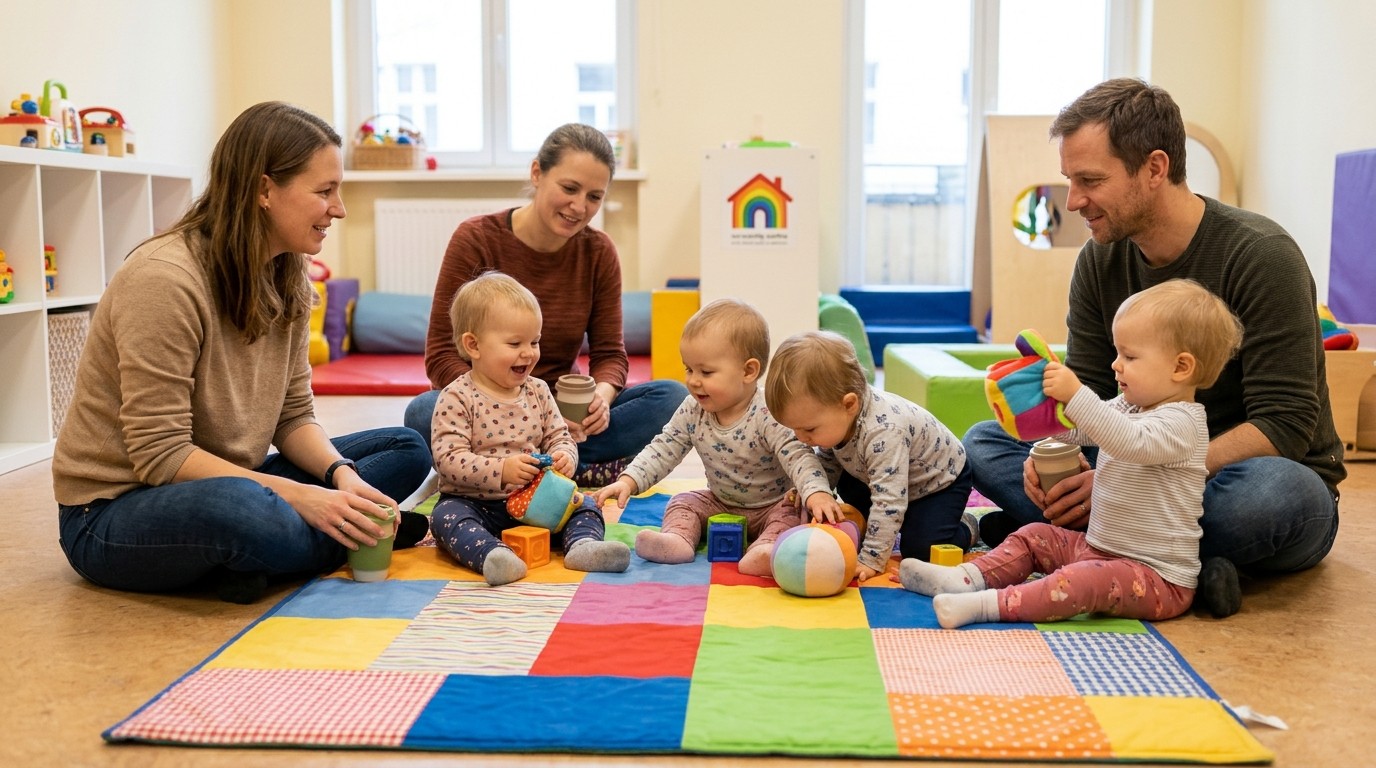 AI-generated image: Playgroup for rainbow families — Regenbogenfamilienzentrum Lichtenberg