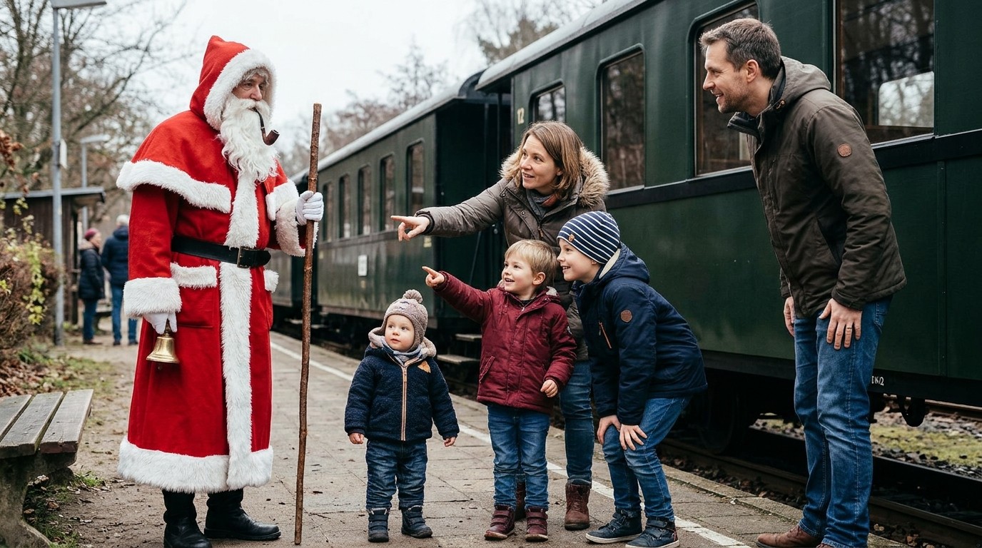 Изображение, созданное ИИ: Поездки к Николаусу — Parkeisenbahn Wuhlheide