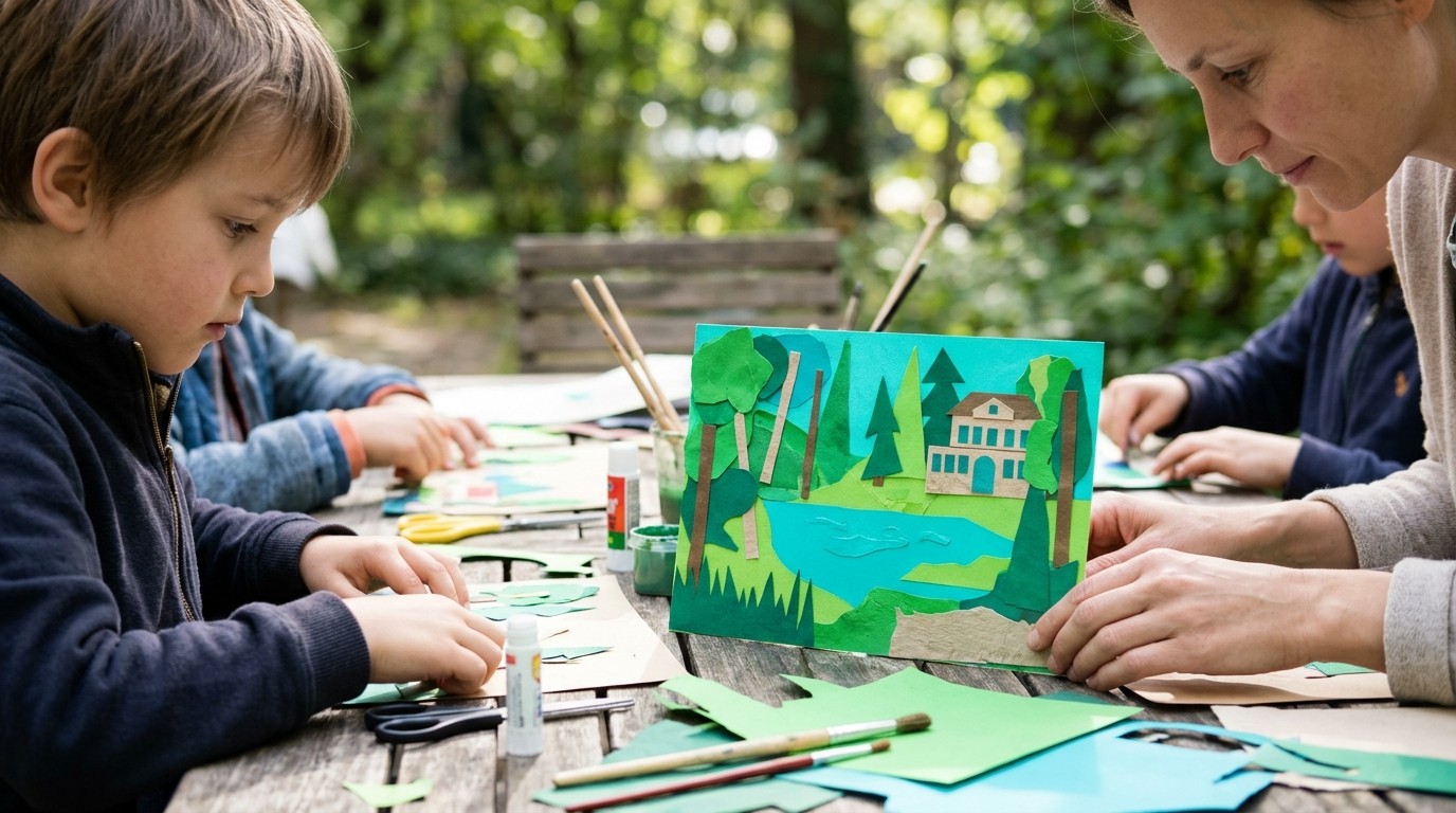 KI-generiertes Bild: Workshop „Ein Haus – viele Bilder“ — Haus am Waldsee