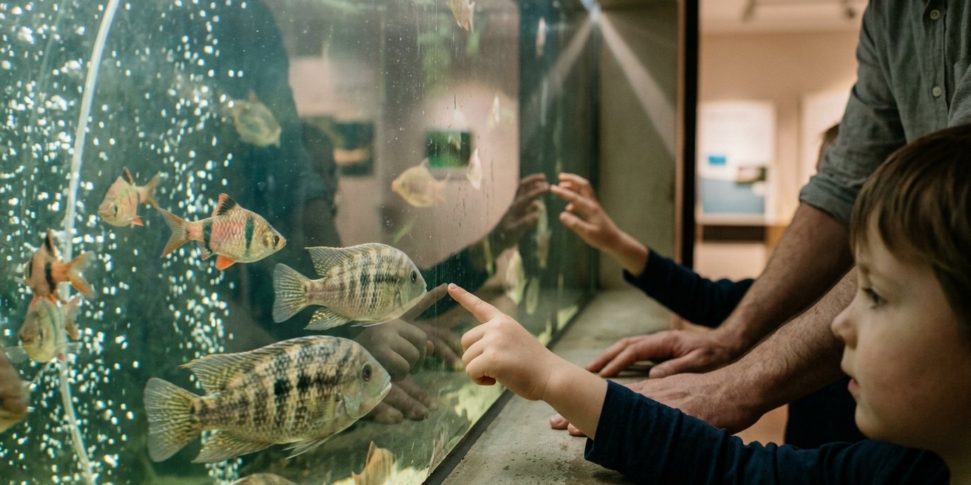 Изображение, созданное ИИ: Экскурсия: кормление рыб в аквариуме — Naturkundemuseum Potsdam
