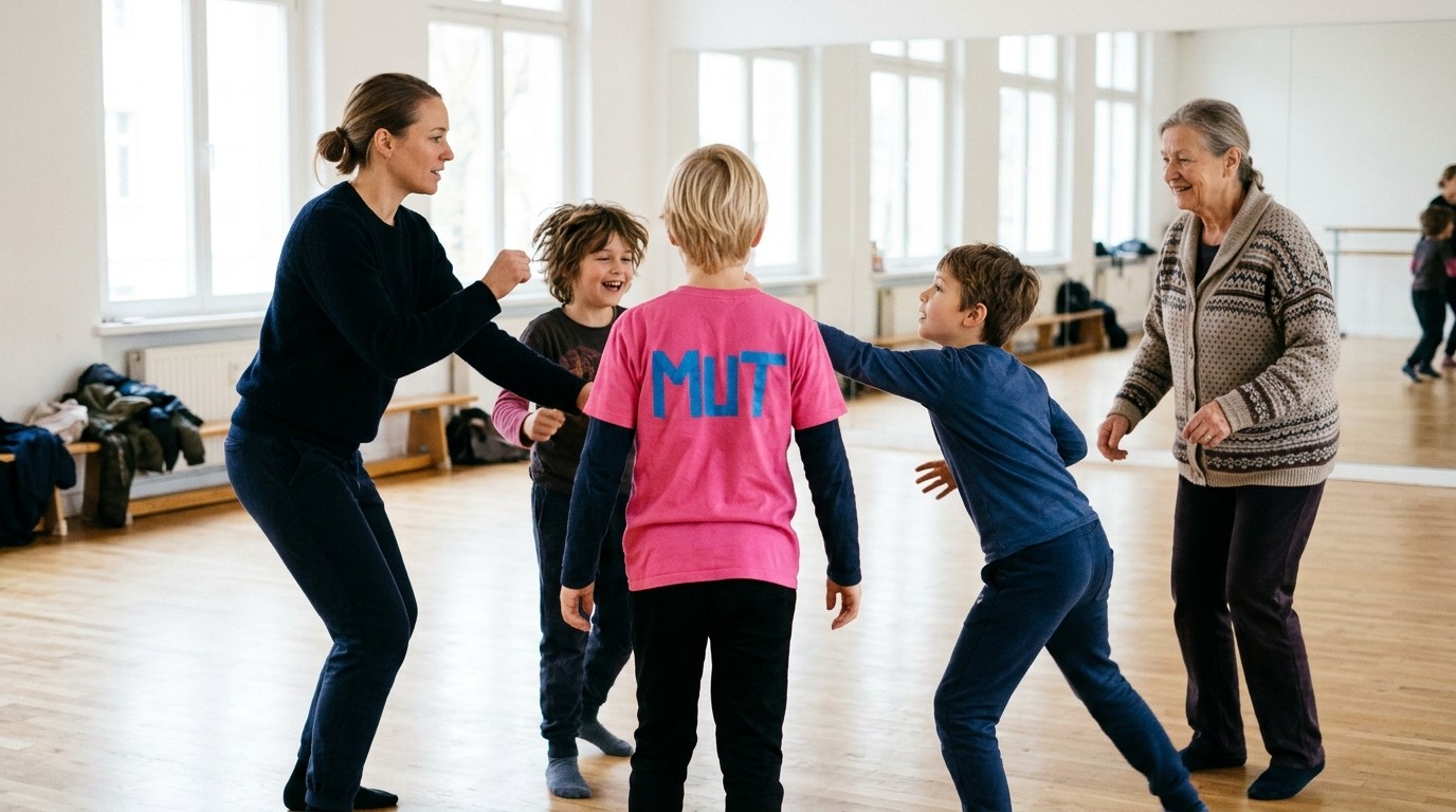 AI-generated image: Dance workshop “Mutausbruch” — FELD - Theater für junges Publikum