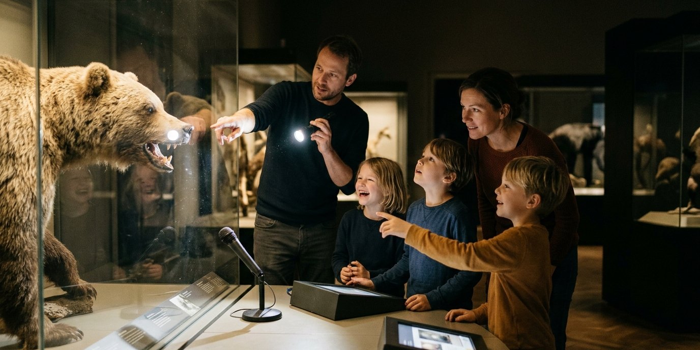 AI-generated image: Flashlight tour “Nachtaktiv” — Naturkundemuseum Potsdam