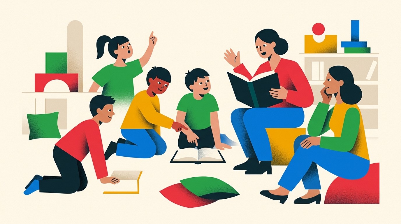 Illustration: Reading with Roland Berger scholars — LesArt Berliner Zentrum für Kinder- und Jugendliteratur