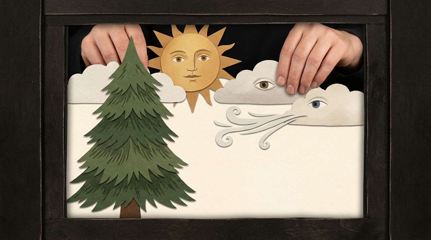 Illustration: Paper theatre “The Fir Tree” — Fido Bergmannkiez