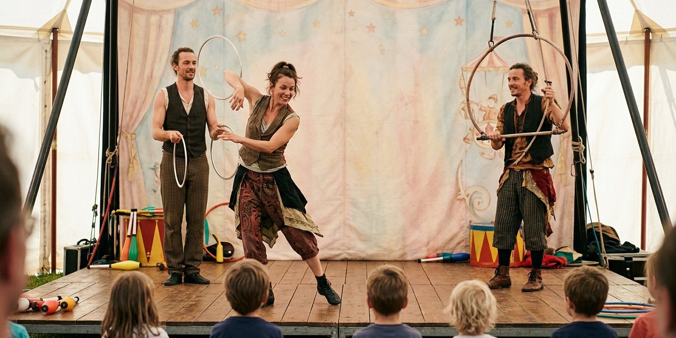 AI-generated image: Circus show “No Glow” — CABUWAZI Hohenschönhausen