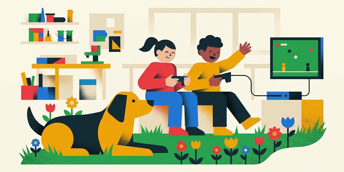 Illustration: Co-op gaming “GameHub” — Bibliothek Schöneberg "Theodor-Heuss-Bibliothek"