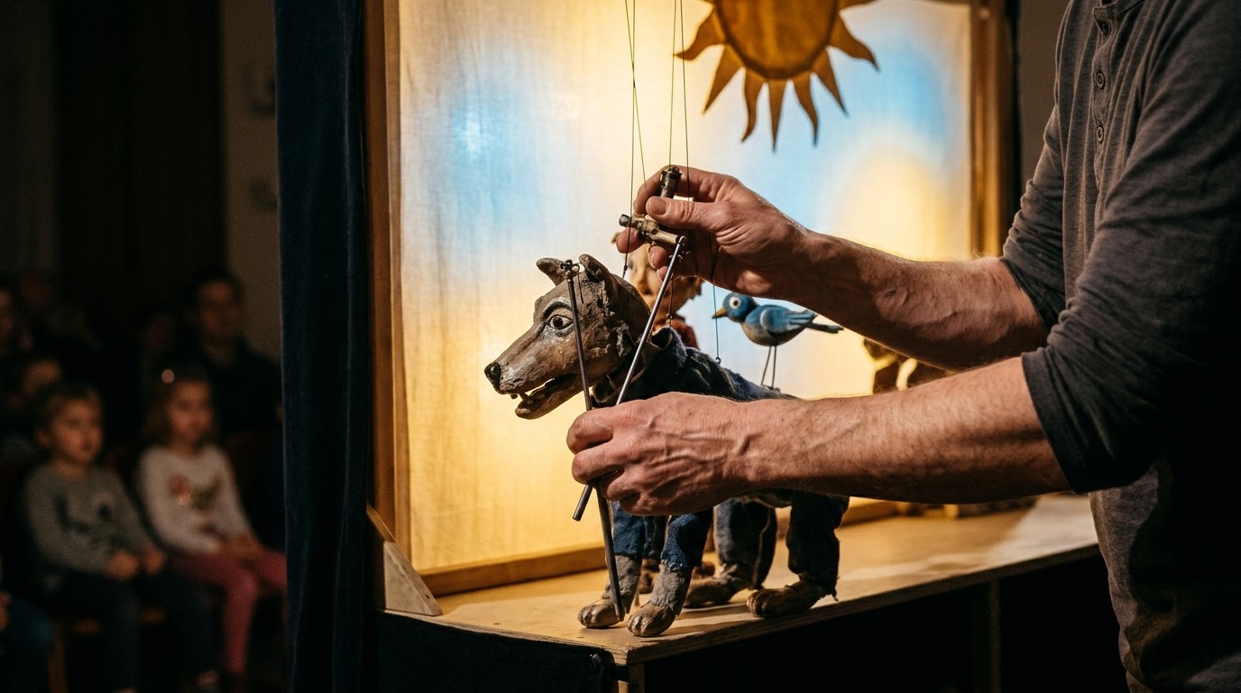 AI-generated image: Puppet show “Peter and the Wolf” — Theater Mirakulum