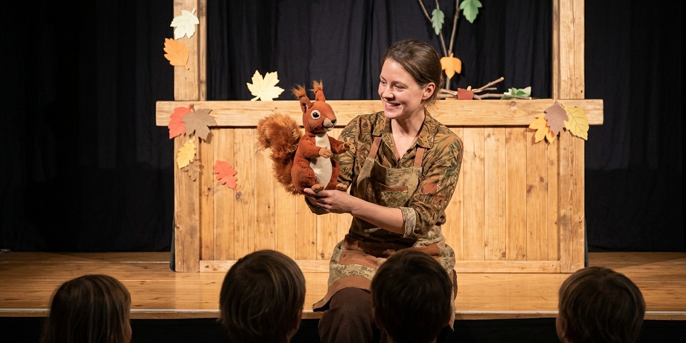 AI-generated image: Puppet show “The Squirrel Story” — Theater Jaro