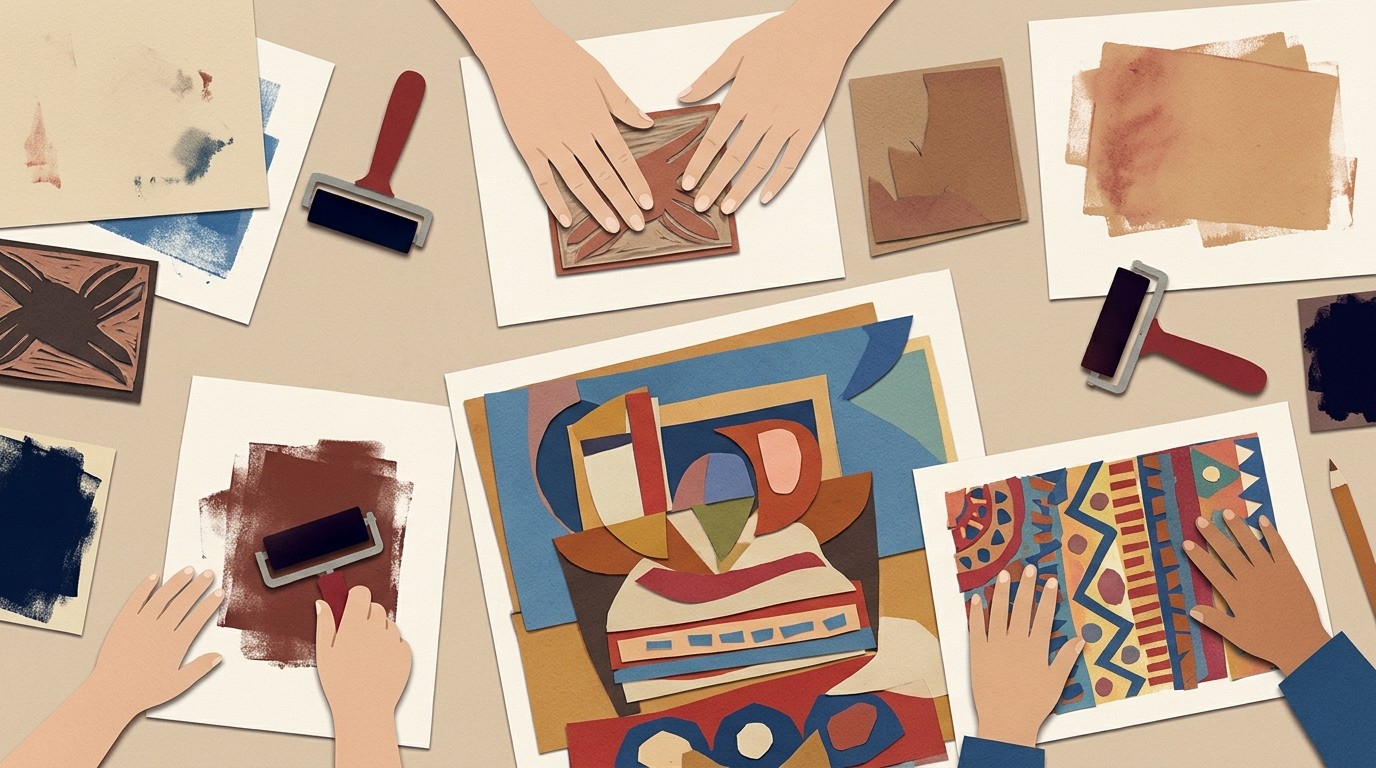 Illustration: Printmaking workshop “MachDruck” — MACHmit! Museum für Kinder