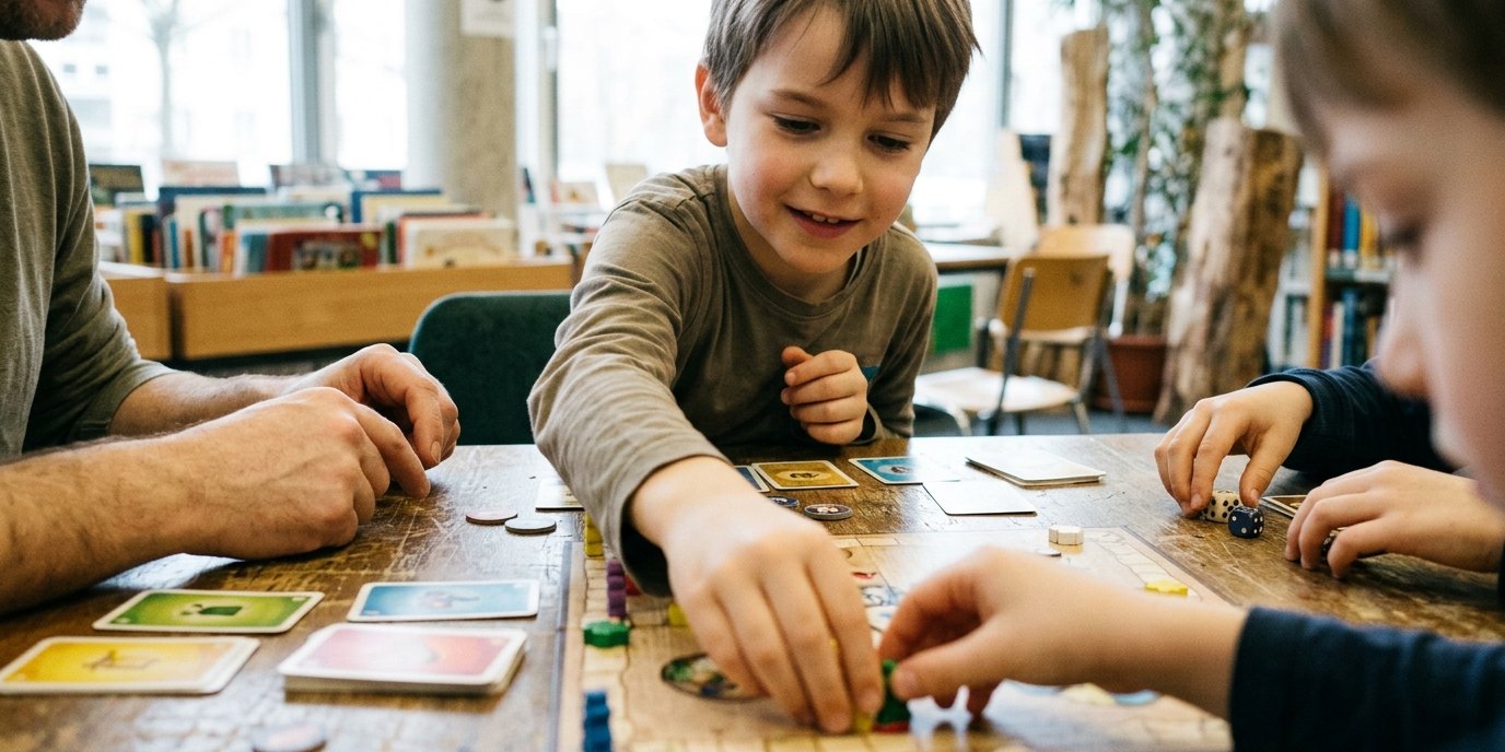 AI-generated image: Board games afternoon — Mittelpunktbibliothek Treptow