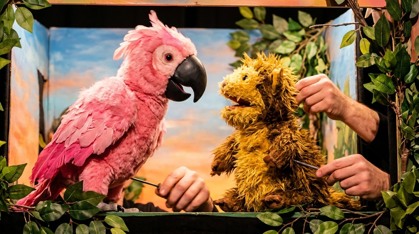 AI-generated image: Play “Mokito and the Parrot” — Theater Jaro