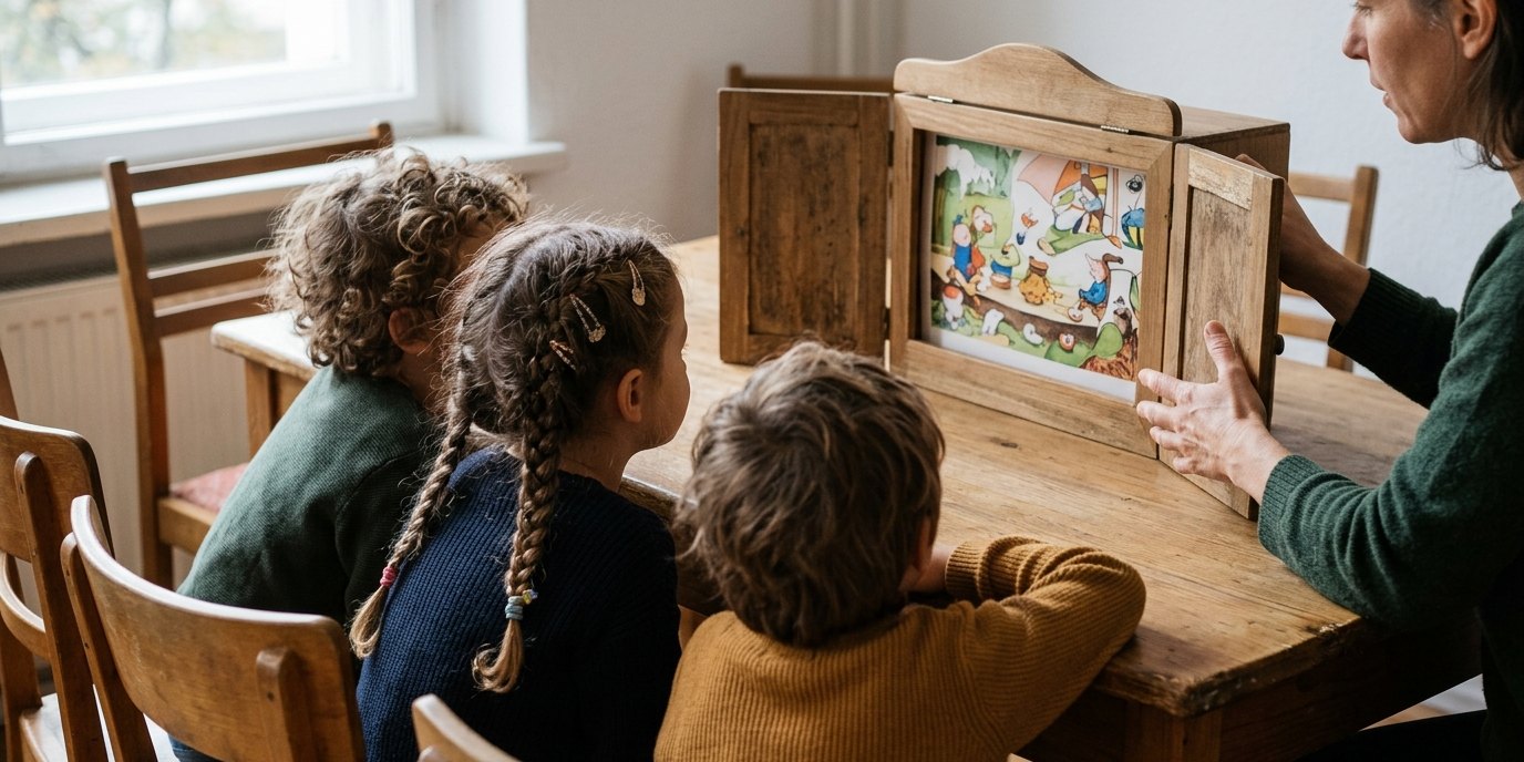 AI-generated image: Storytime — Eberhard-Alexander-Burgh-Bibliothek