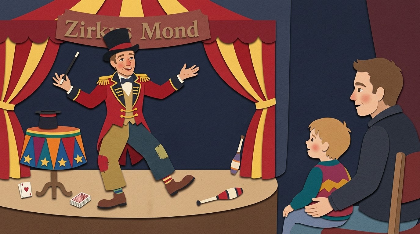 Illustration: Circus show with Otto Kuhnle — Zirkus Mond