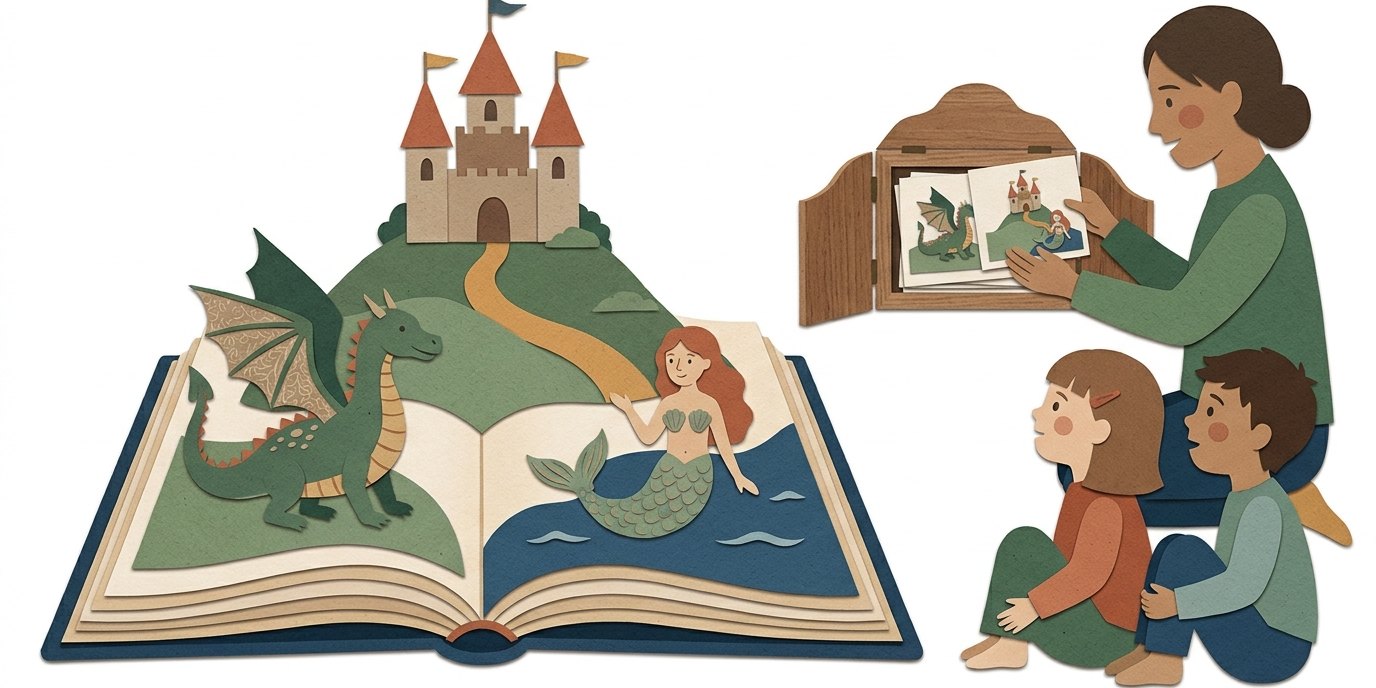 Illustration: Kamishibai-Erzähltheater — Gertrud-Haß-Bibliothek