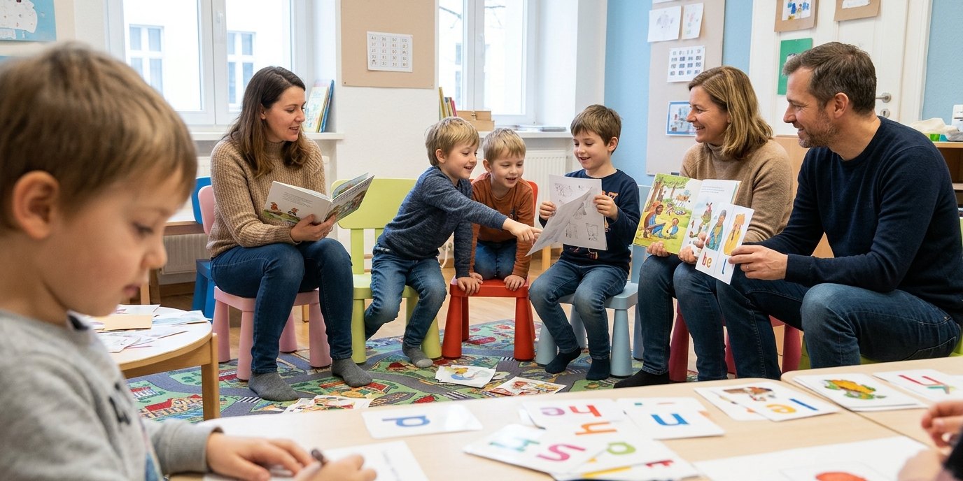 AI-generated image: English story time — Heinrich-Schulz-Bibliothek