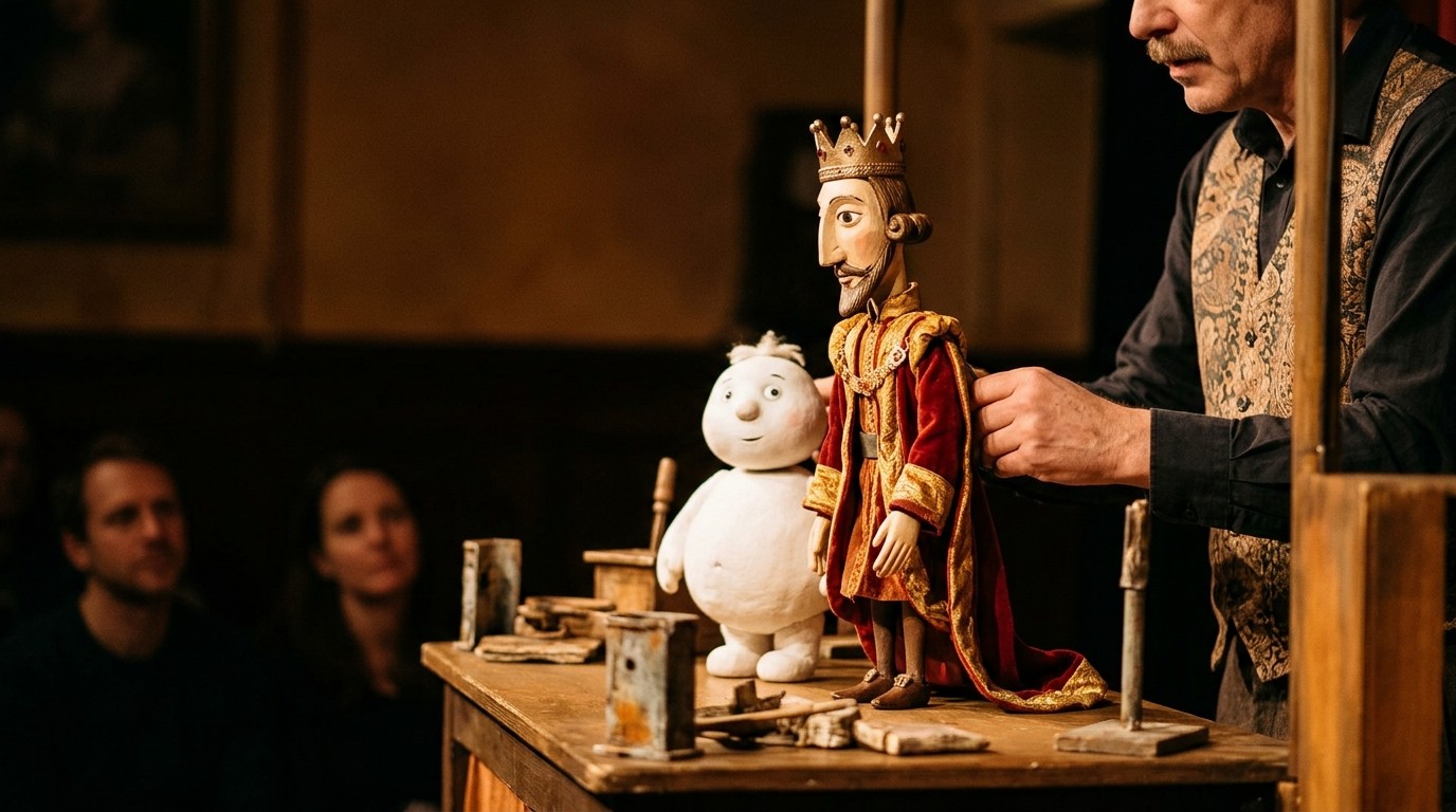 AI-generated image: Puppet show “Rumpelstiltskin” — Fliegendes Theater