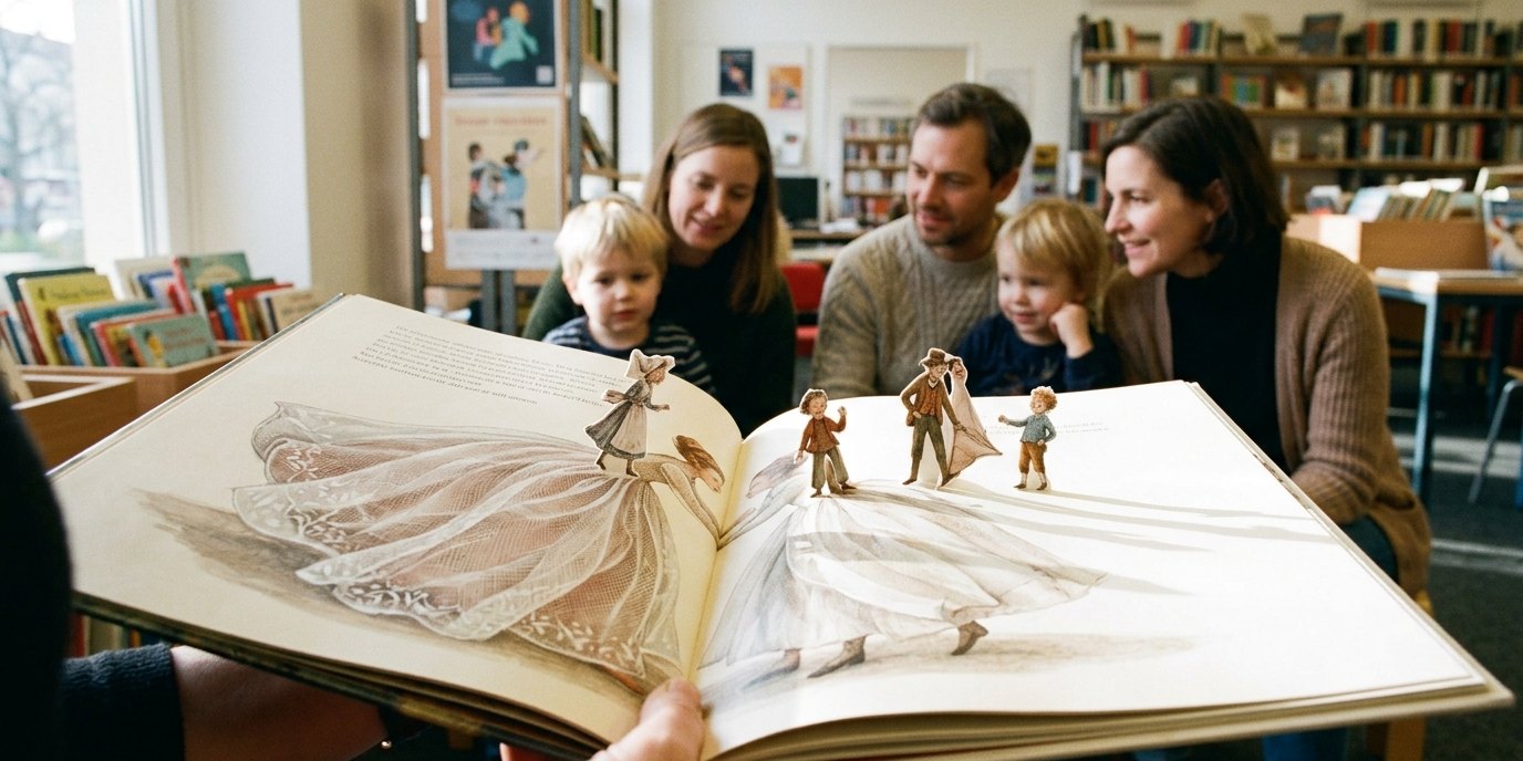Изображение, созданное ИИ: Чтение «Raumrauschen» — Schiller-Bibliothek