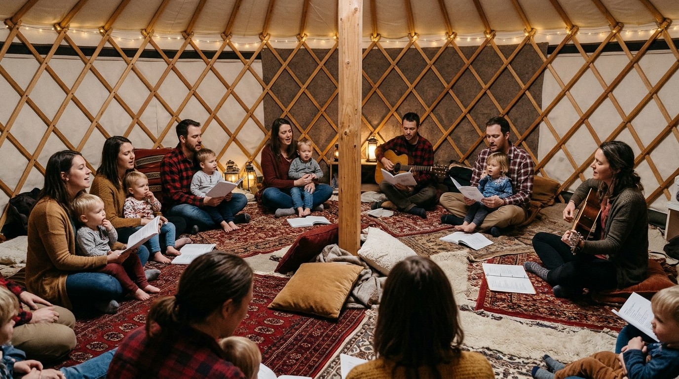 AI-generated image: Lullaby singalong “Berlin schläft ein” — Amerika-Gedenkbibliothek